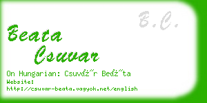 beata csuvar business card